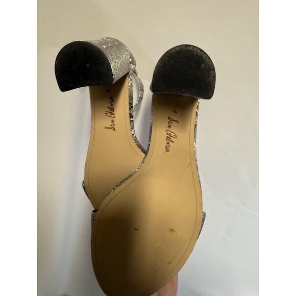 Sam Edelman Women's Size 9.5 Silvertone Python Embossed Leather block heel - Picture 8 of 9